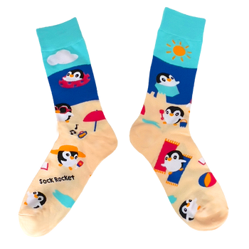 sock rocket beach day penguin socks