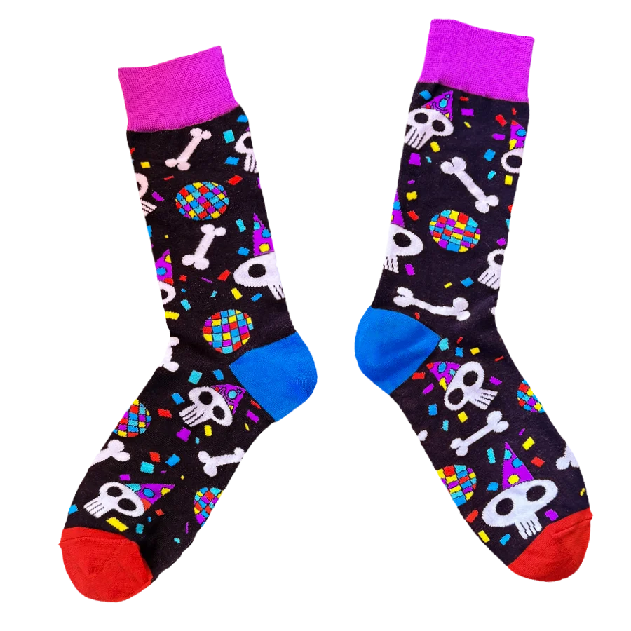 Disco Party Skeleton Socks