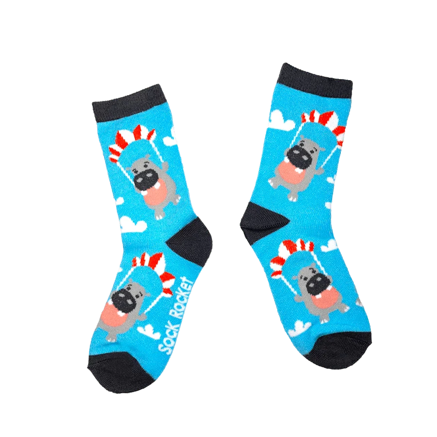 Sock Rocket Kids Parachuting Hippos Socks