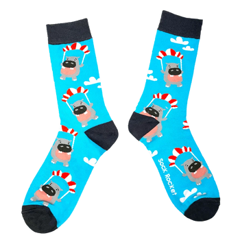 Sock Rocket Parachuting Hippo Socks