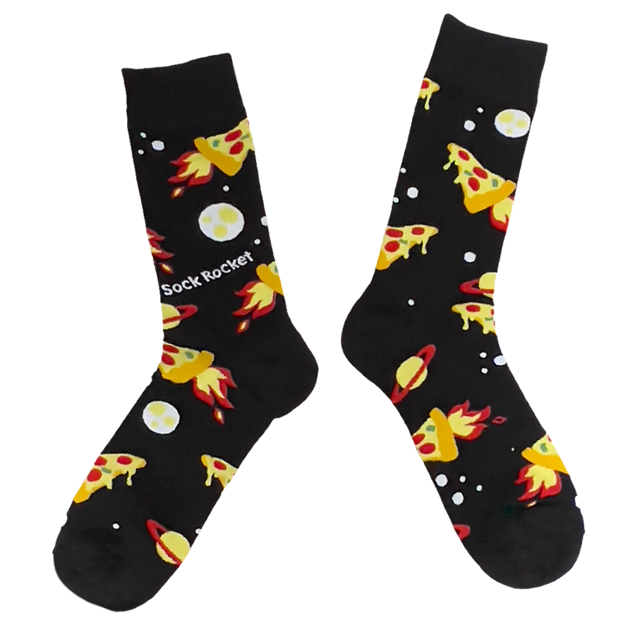 Sock Rocket Space Pizza Socks