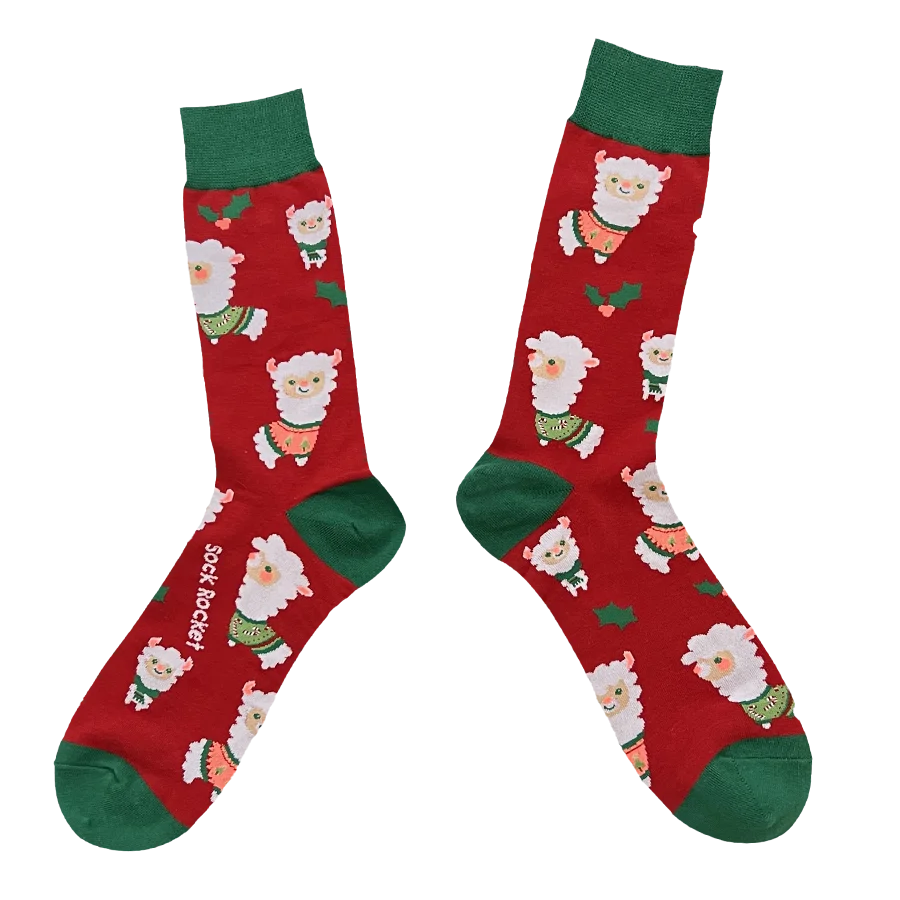 Sock Rocket Christmas Llama Socks