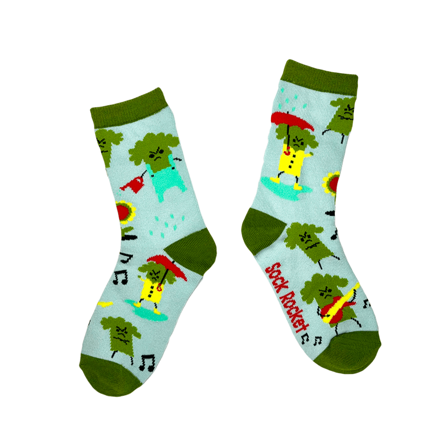 sock rocket kids broccoli socks