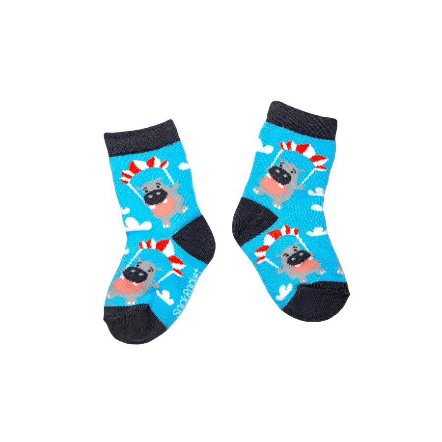 Kids Parachuting Hippos Socks